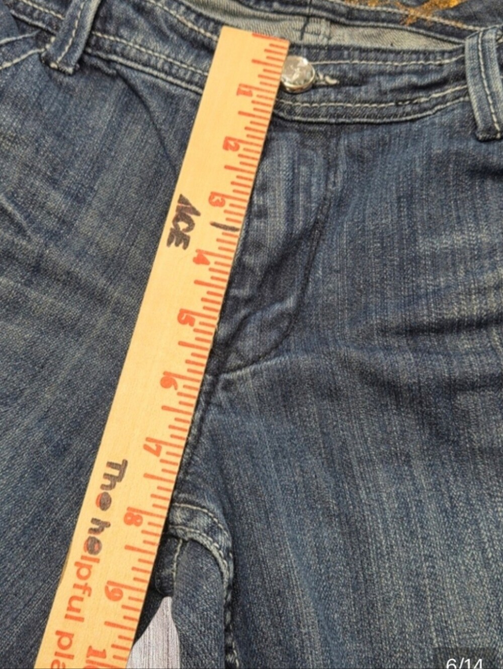 Seven7 Women's Blue Jeans Rhinestone Size 12 Boot Cut Medium Wash - Picture 6 of 14